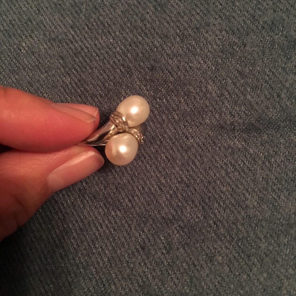 Real sterling silver and pearl ring